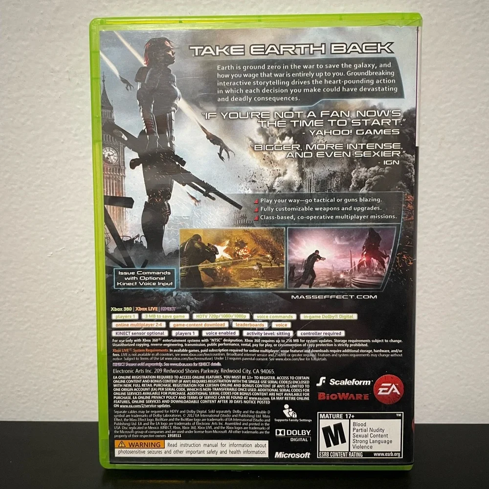 Mass Effect 3 Xbox 360 Video Game w/ Inserts Microsoft 2012